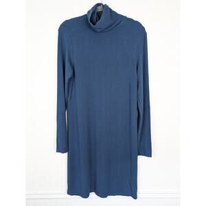 Majestic Filatures Dress French Terry Cowl Deluxe Tee Minimalist Blue Size M